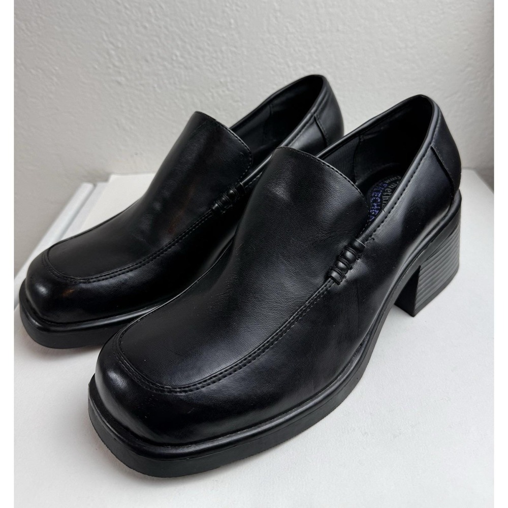 Skechers Y2K Black Platform Chunky Loafer Shoe Sz 8.5 Womens Grunge Goth Witchy - Picture 6 of 16